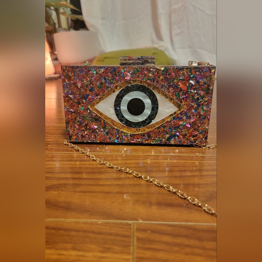 Multicolor Eye Design Clutch